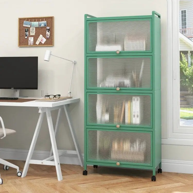 Étagère de rangement de cuisine roulante noire à 5 niveaux avec portes relevables, pour 1 personne