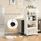 Étagère de rangement de cuisine roulante noire à 5 niveaux avec portes relevables, pour 1 personne