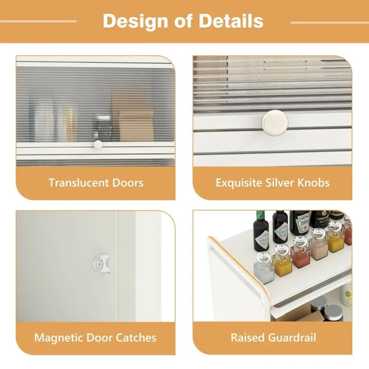 Étagère de rangement de cuisine roulante noire à 5 niveaux avec portes relevables, pour 1 personne