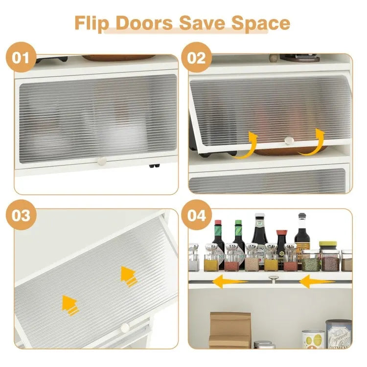 Étagère de rangement de cuisine roulante noire à 5 niveaux avec portes relevables, pour 1 personne