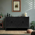 Meuble de rangement vintage à 4 portes de 152 cm (59,8 po) Noir et Noyer foncé / Gris antique