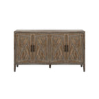Meuble de rangement vintage à 4 portes de 152 cm (59,8 po) Noir et Noyer foncé / Gris antique