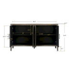 Meuble de rangement vintage à 4 portes de 152 cm (59,8 po) Noir et Noyer foncé / Gris antique
