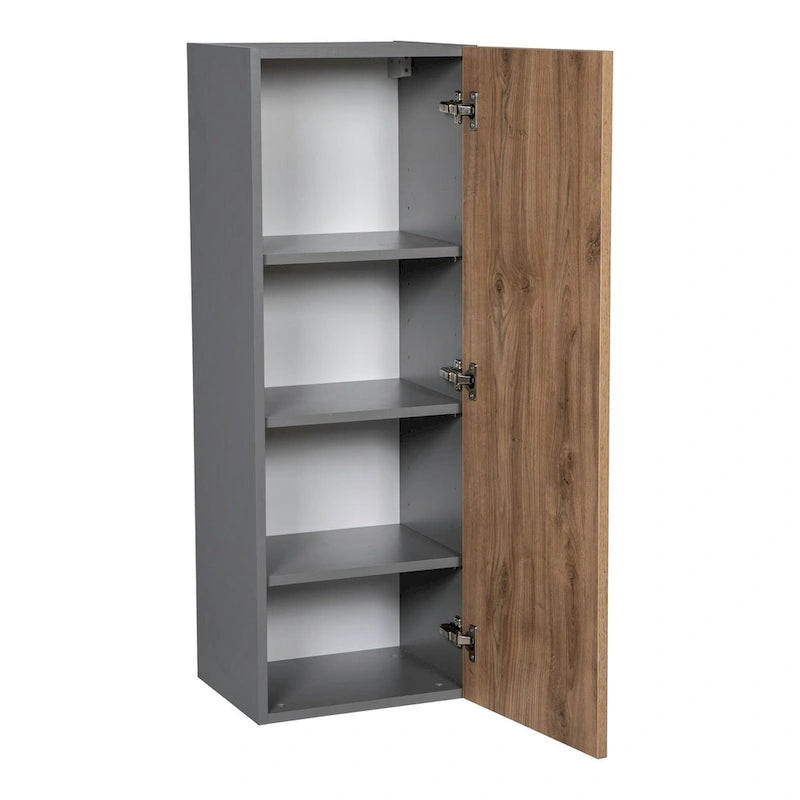 Meuble haut à porte simple — Gris / Blanc / Noir / Blanc cassé / Transparent / Marron — 38,1 cm L x 106,7 cm H x 30,5 cm P — À monter par 1 personne