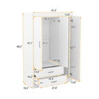 Armoire 3 portes blanche/grise avec tiroirs et penderie – Montage à 2 personnes