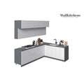 Ensemble d'armoires de cuisine modernes blanc brillant, 2,74 m de large