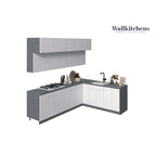 Ensemble d'armoires de cuisine modernes blanc brillant, 2,74 m de large