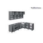 Ensemble d'armoires de cuisine modernes blanc brillant, 2,74 m de large