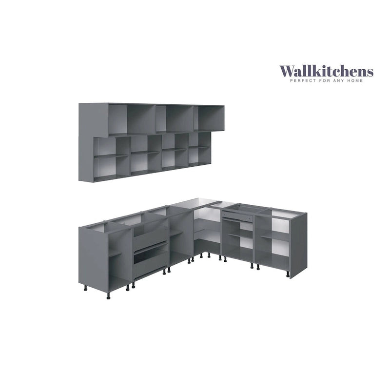 Ensemble d'armoires de cuisine modernes blanc brillant, 2,74 m de large