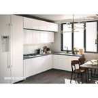 Ensemble d'armoires de cuisine modernes blanc brillant, 2,74 m de large