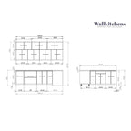 Ensemble d'armoires de cuisine modernes blanc brillant, 2,74 m de large