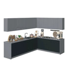 Ensemble d'Armoires de Cuisine Modernes Argent / Noir / Blanc – 10 pieds de large (94×120)