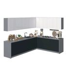 Ensemble d'Armoires de Cuisine Modernes Argent / Noir / Blanc – 10 pieds de large (94×120)