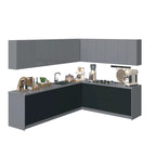 Ensemble d'Armoires de Cuisine Modernes Argent / Noir / Blanc – 10 pieds de large (94×120)