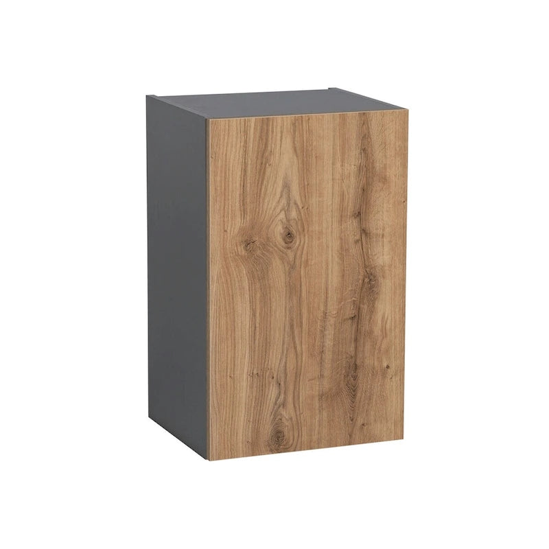 Meuble haut mural à porte unique — Blanc cassé / Gris / Noir / Transparent / Marron / Blanc — Assemblage par 1 personne