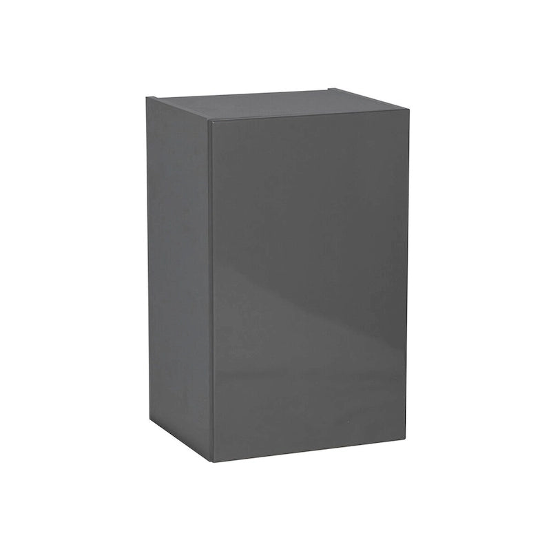 Meuble haut mural à porte unique — Blanc cassé / Gris / Noir / Transparent / Marron / Blanc — Assemblage par 1 personne