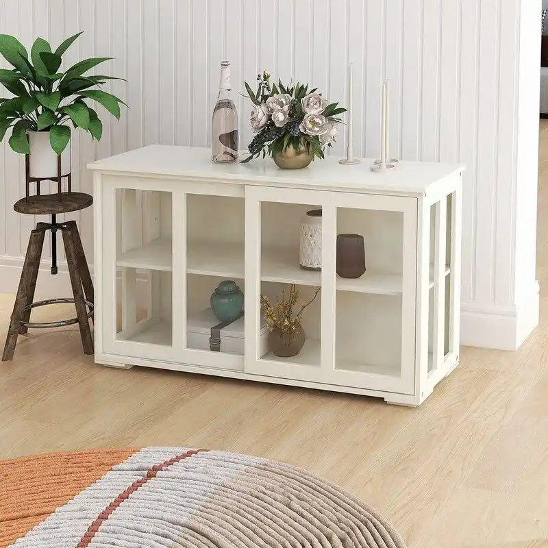 Armoire de rangement blanche à portes coulissantes – 1 unité