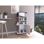 Kitchen Cart Kryot, Single Door Cabinet, Four Casters, White Finish,High quality and durable