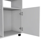 Chariot de cuisine une porte, blanc / noir, 4 roulettes, assemblage par 2 personnes