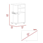 Chariot de cuisine une porte, blanc / noir, 4 roulettes, assemblage par 2 personnes