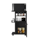 Chariot de cuisine une porte, blanc / noir, 4 roulettes, assemblage par 2 personnes