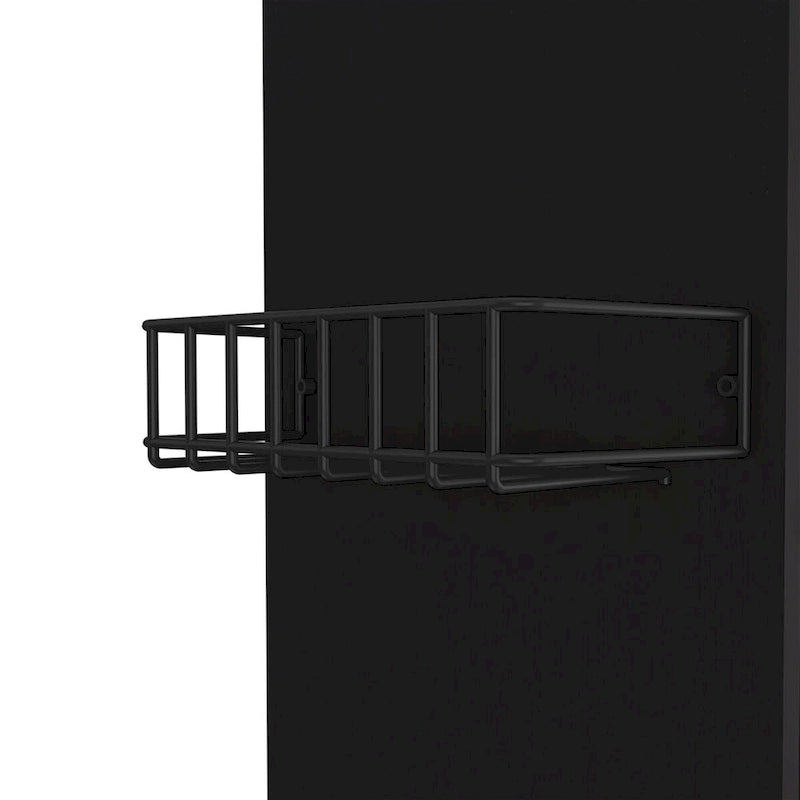 Chariot de cuisine une porte, blanc / noir, 4 roulettes, assemblage par 2 personnes