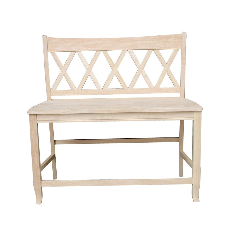 Banc marron dossier en X, hauteur d'assise 61 cm, 2 places