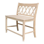 Banc marron dossier en X, hauteur d'assise 61 cm, 2 places