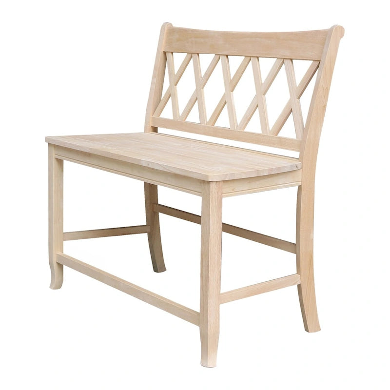 Banc marron dossier en X, hauteur d'assise 61 cm, 2 places