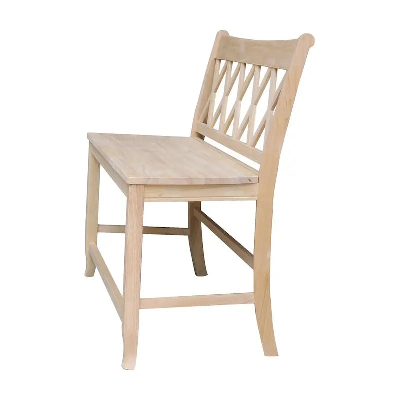 Banc marron dossier en X, hauteur d'assise 61 cm, 2 places