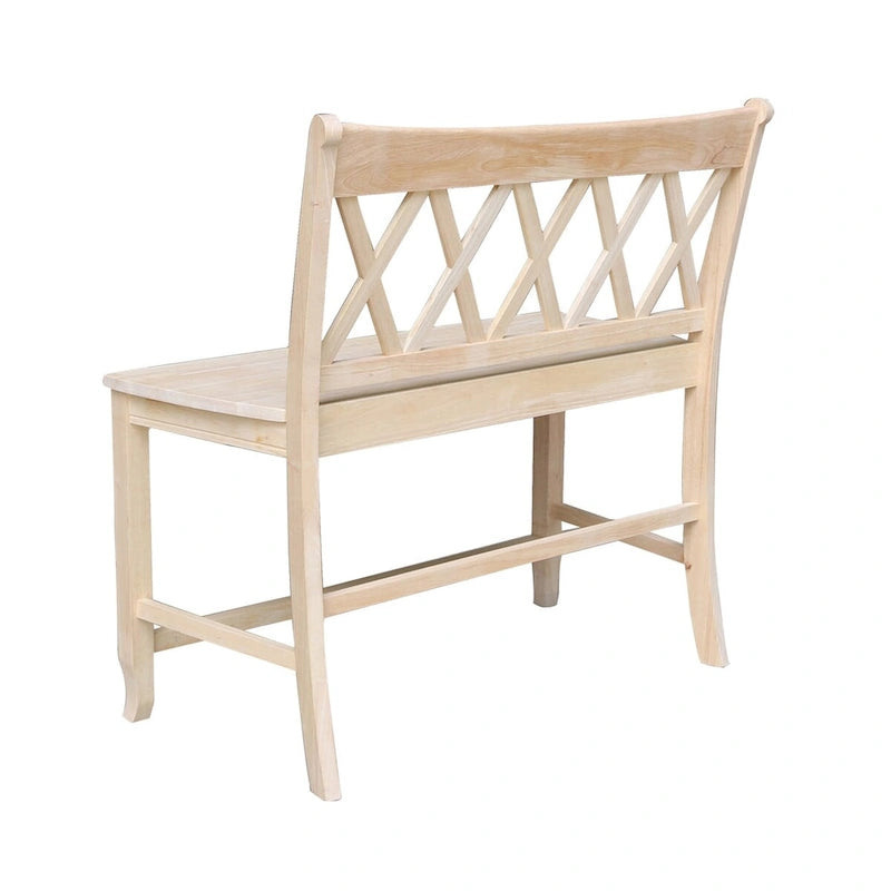 Banc marron dossier en X, hauteur d'assise 61 cm, 2 places