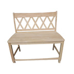 Banc marron dossier en X, hauteur d'assise 61 cm, 2 places