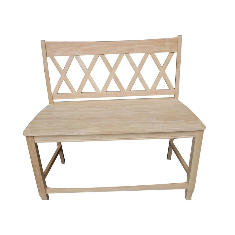Banc marron dossier en X, hauteur d'assise 61 cm, 2 places