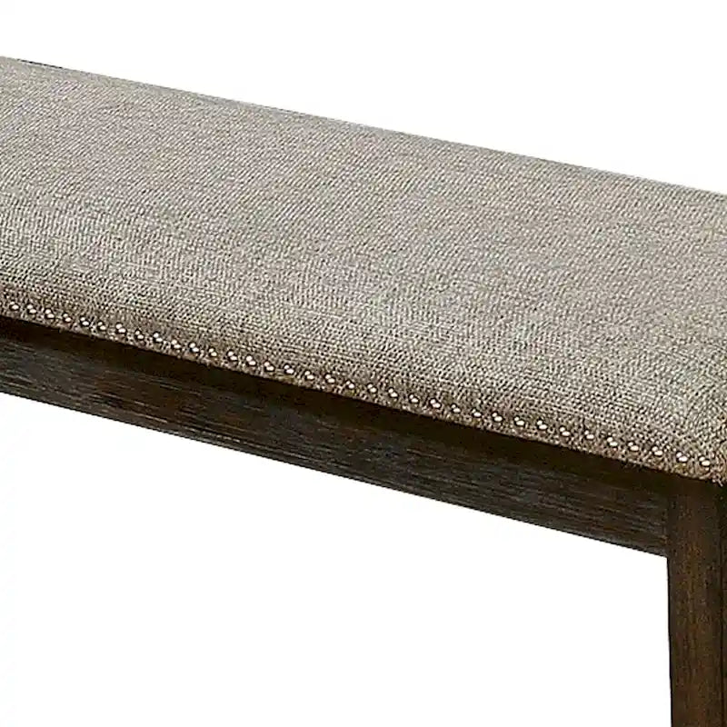 Banc 2 places en tissu gris avec clous décoratifs