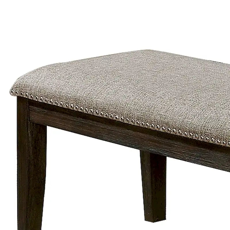 Banc 2 places en tissu gris avec clous décoratifs