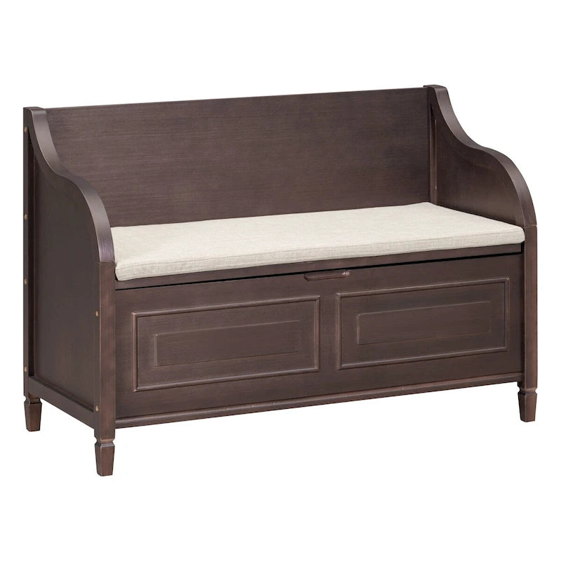 Banc de rangement en bois massif Espresso/Blanc/Bleu/Naturel/Gris, 2 places