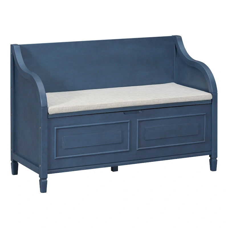 Banc de rangement en bois massif Espresso/Blanc/Bleu/Naturel/Gris, 2 places