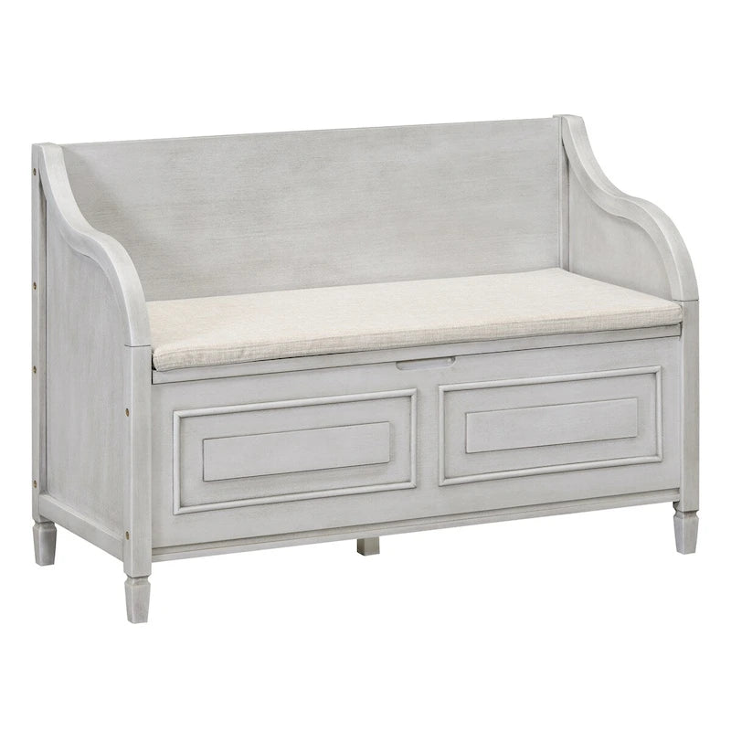 Banc de rangement en bois massif Espresso/Blanc/Bleu/Naturel/Gris, 2 places