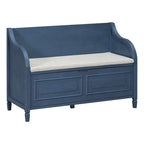 Rustic Style Solid Wood Entryway Storage Bench with Safety Hinge