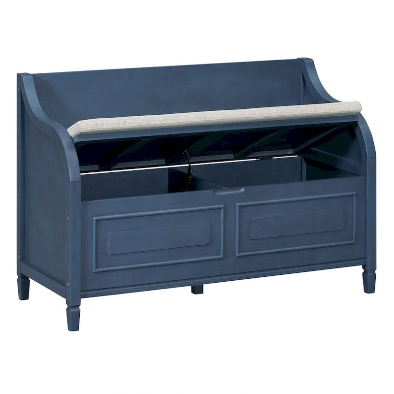 Banc de rangement en bois massif Espresso/Blanc/Bleu/Naturel/Gris, 2 places