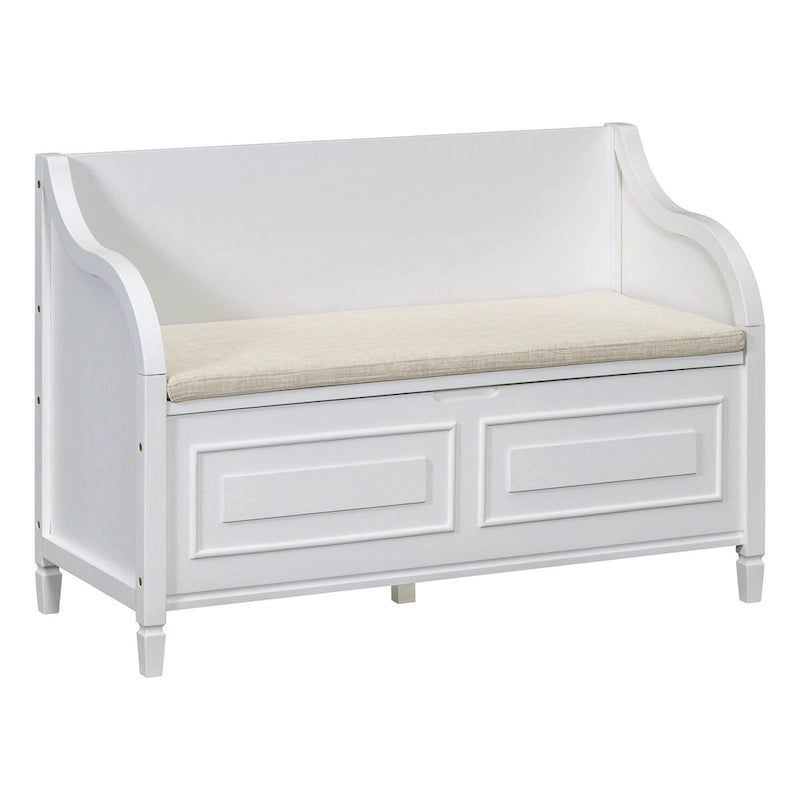 Banc de rangement en bois massif Espresso/Blanc/Bleu/Naturel/Gris, 2 places