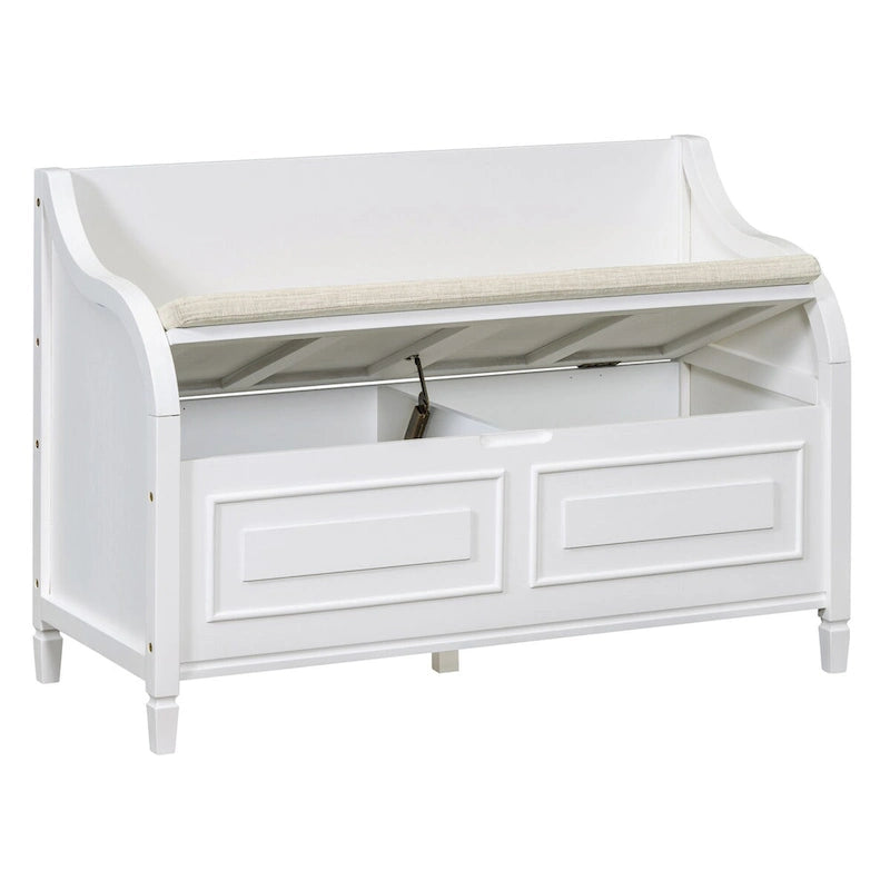 Banc de rangement en bois massif Espresso/Blanc/Bleu/Naturel/Gris, 2 places