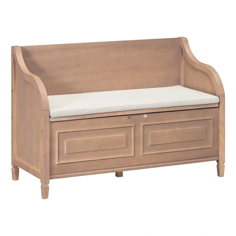 Banc de rangement en bois massif Espresso/Blanc/Bleu/Naturel/Gris, 2 places