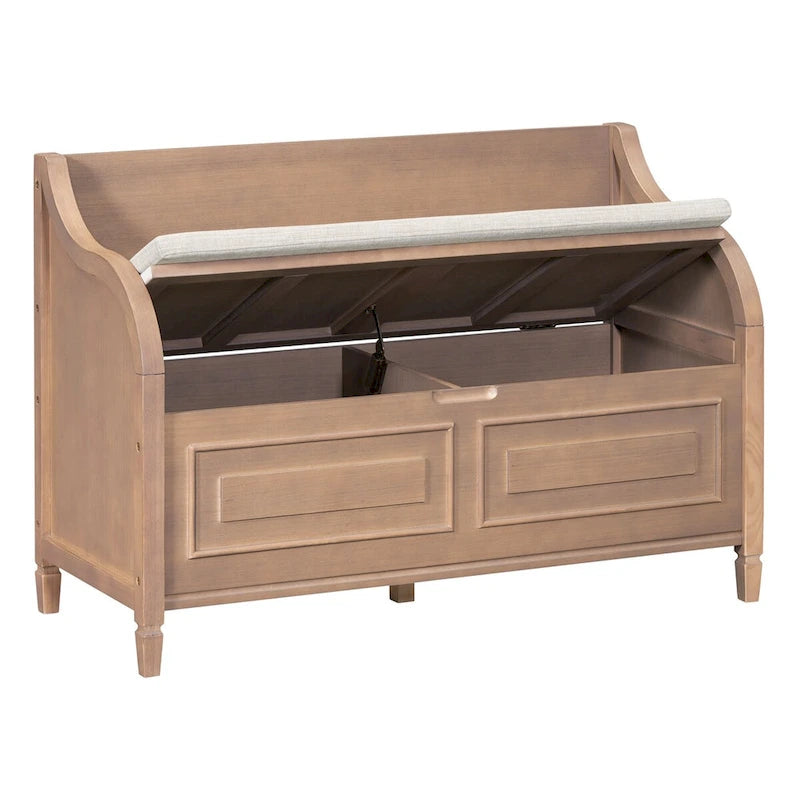 Banc de rangement en bois massif Espresso/Blanc/Bleu/Naturel/Gris, 2 places