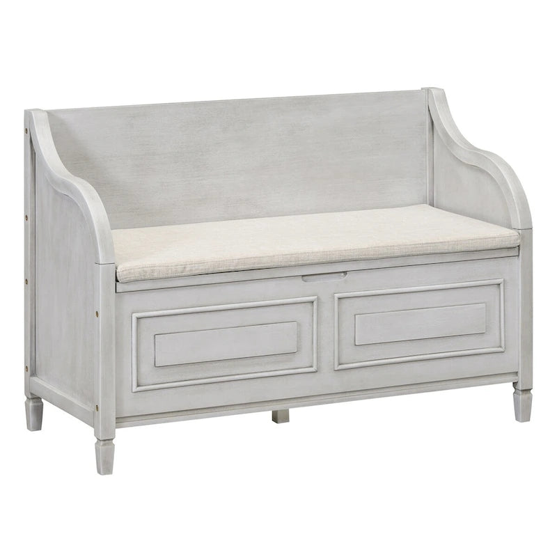 Banc de rangement en bois massif Espresso/Blanc/Bleu/Naturel/Gris, 2 places