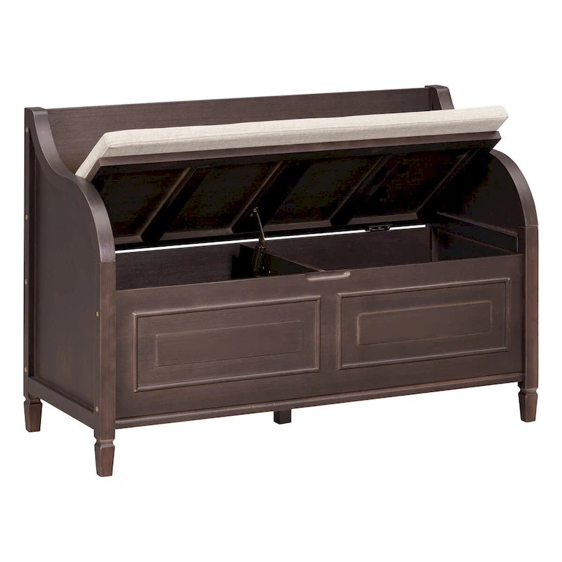 Banc de rangement en bois massif Espresso/Blanc/Bleu/Naturel/Gris, 2 places
