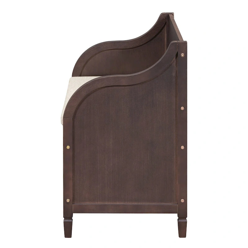 Banc de rangement en bois massif Espresso/Blanc/Bleu/Naturel/Gris, 2 places