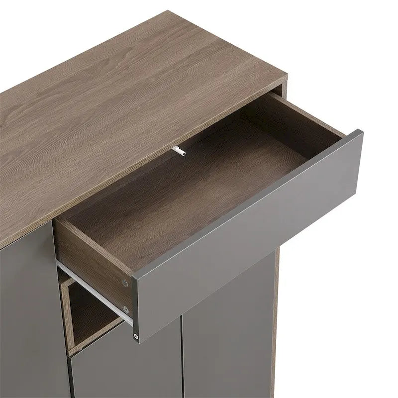 Banc de rangement pour chaussures avec coussin gris foncé/blanc, 1 place