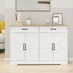 Buffet bahut de ferme marron/blanc avec 2 tiroirs et 4 portes