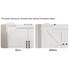 Buffet bahut de ferme marron/blanc avec 2 tiroirs et 4 portes